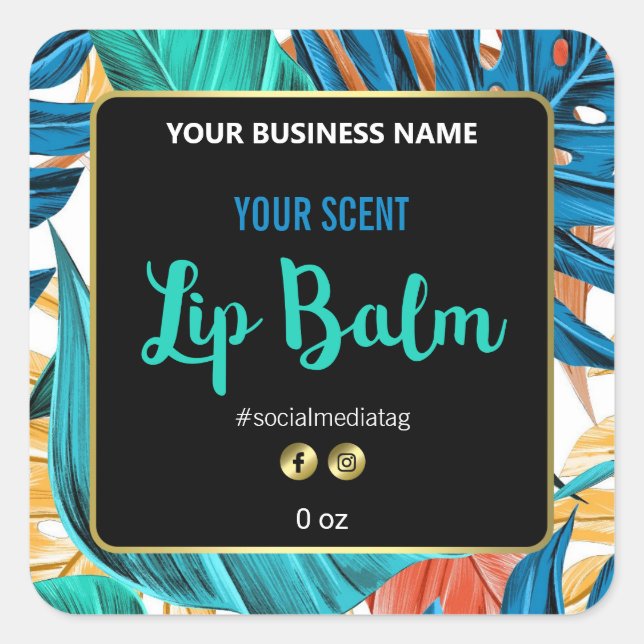 Tropical Colourful And Black Lip Balm Labels (Front)