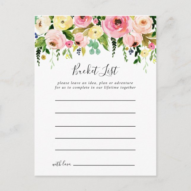 Tropical Colourful Autumn Floral Bucket List Cards (Front)
