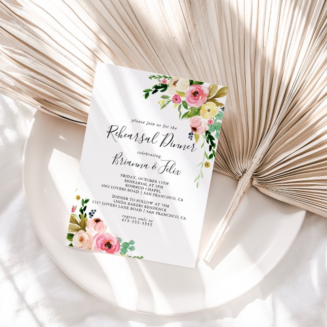 Tropical Colourful Autumn Floral Rehearsal Dinner Invitation (Creator Uploaded)