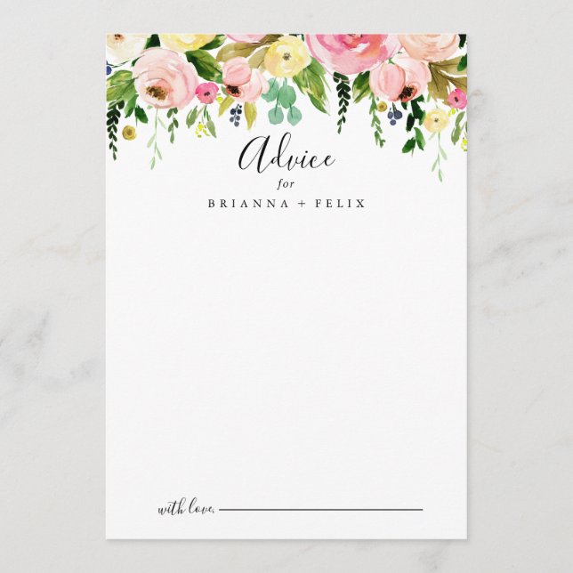 Tropical Colourful Autumn Floral Wedding Advice Card (Front)