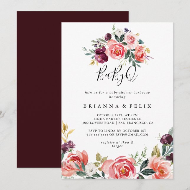 Tropical Colourful BabyQ Baby Shower Barbecue Invitation (Front/Back)