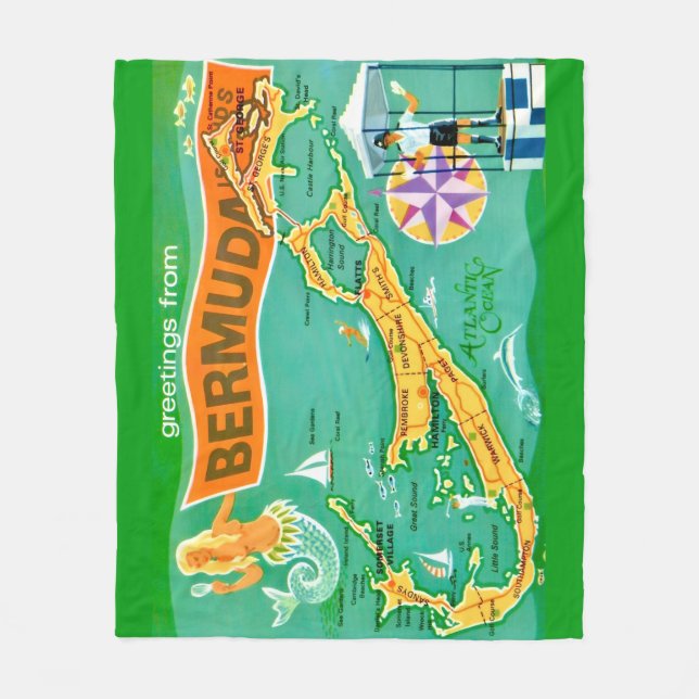 Tropical Colourful Bermuda  Fleece Blanket (Front)