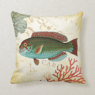 Tropical Colourful Caribbean Fish and Coral Cushion