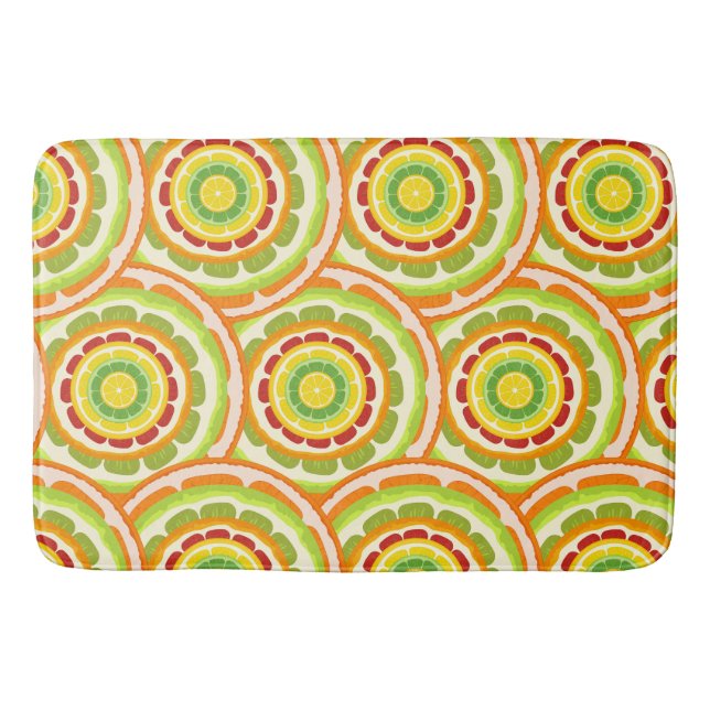 Tropical colourful Citrus SUMMER Orange lemon Slic Bath Mat (Front)
