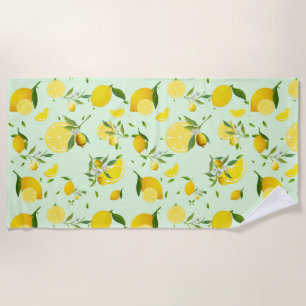 Tropical colourful Citrus SUMMER Orange lemon Slic Beach Towel