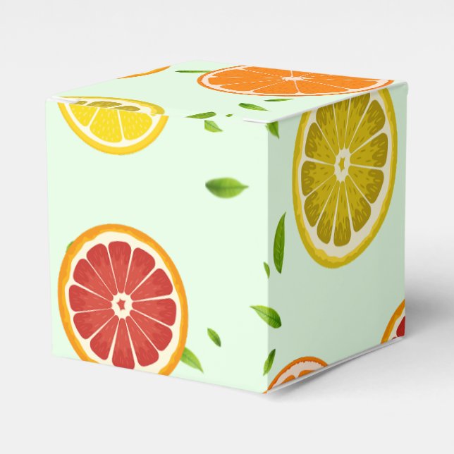 Tropical colourful Citrus SUMMER Orange lemon Slic Favour Box (Front Side)