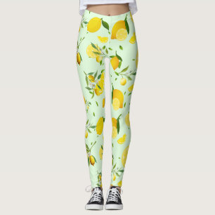 Tropical colourful Citrus SUMMER Orange lemon Slic Leggings