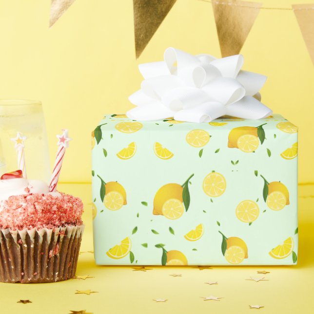 Tropical colourful Citrus SUMMER Orange lemon Slic Wrapping Paper (Birthday Party)