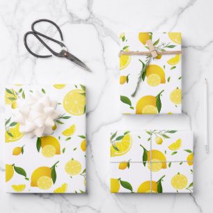 Tropical colourful Citrus SUMMER Orange lemon Slic Wrapping Paper Sheet