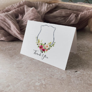 Tropical Colourful Crest Floral Folded Wedding Th Thank You Card