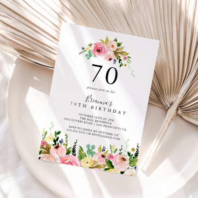 Tropical Colourful Fall Floral 70th Birthday Party Invitation (Creator Uploaded)
