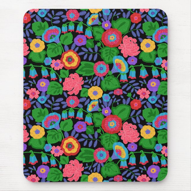 Tropical Colourful Flowers Floral Summer Pattern Mouse Mat (Front)