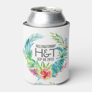 Tropical Colourful Flowers Wedding Wreath Can Cooler