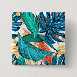 Tropical Colourful Foliage Leaves Nature 15 Cm Square Badge