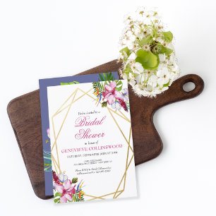 Tropical Colourful Gold Geometric Bridal Shower Invitation
