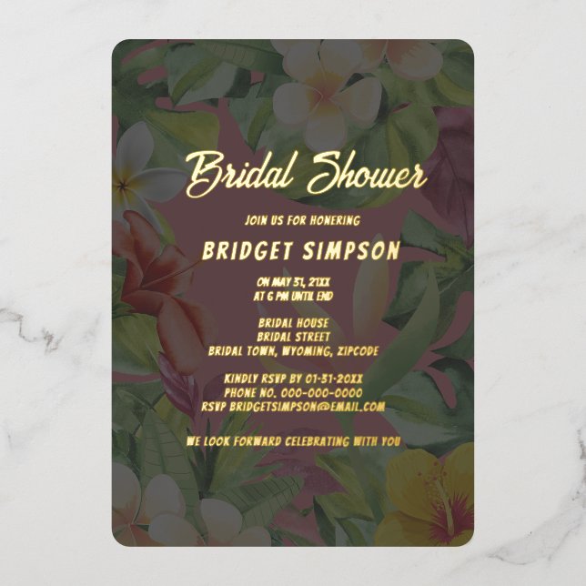 tropical colourful hibiscus hawaiian summer bridal (Front)