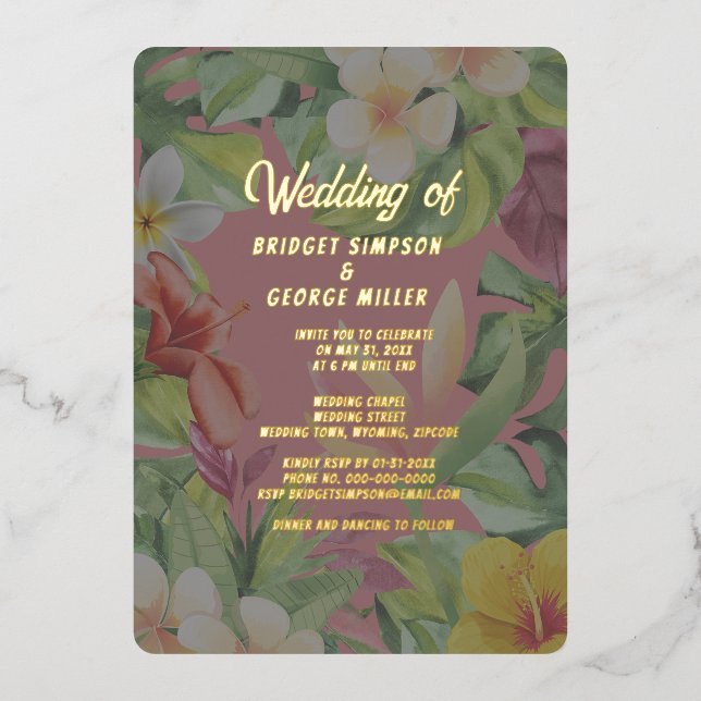 tropical colourful hibiscus hawaiian summer weddin (Front)