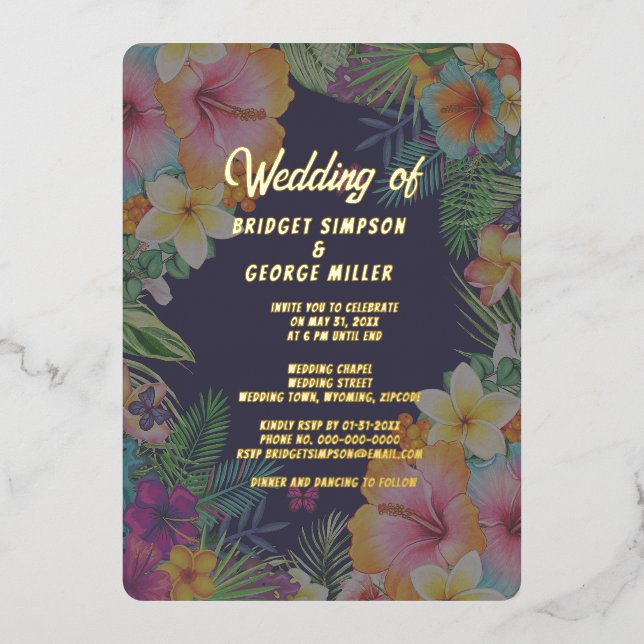 tropical colourful hibiscus hawaiian summer weddin (Front)