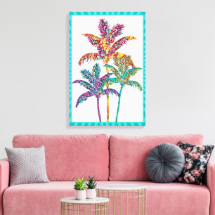Tropical Colourful Palm Trees Canvas Print
