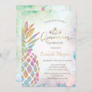 Tropical Colourful Pineapple Palm Summer Invitation