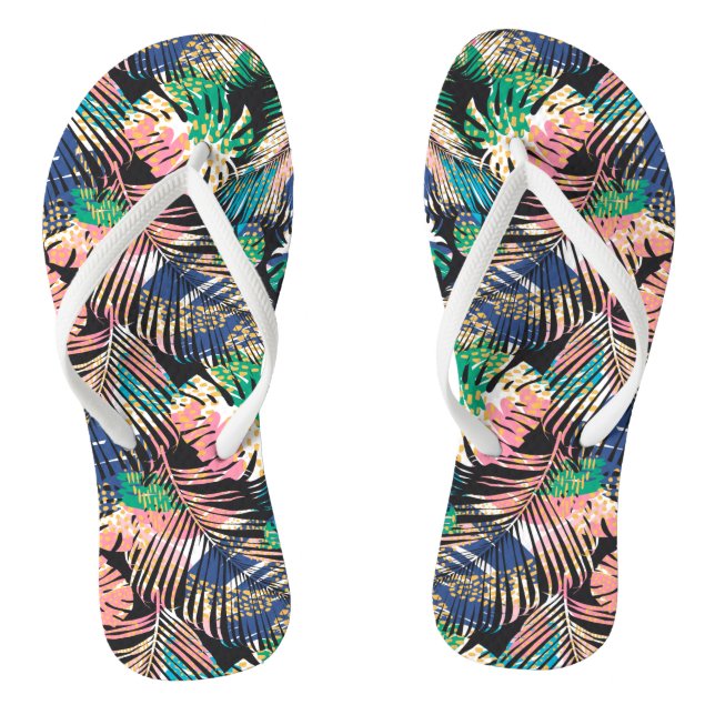 Tropical Colourful Plants Flip Flops (Footbed)
