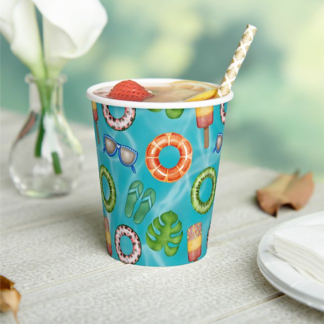 Tropical Colourful Pool Party  Paper Cups (Insitu)
