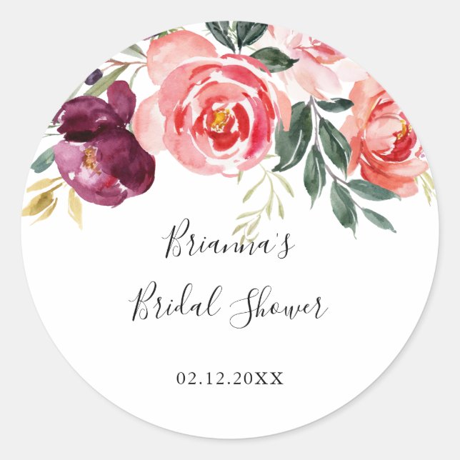 Tropical Colourful Summer Bridal Shower Favour Classic Round Sticker (Front)