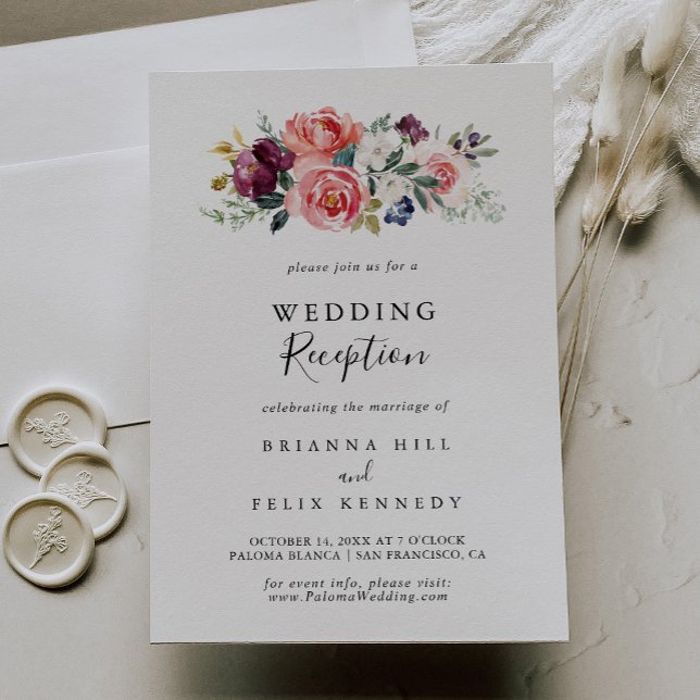 Tropical Colourful Summer Floral Wedding Reception Invitation (Creator Uploaded)