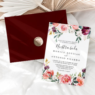 Tropical Colourful Summer Nuestra Boda Wedding Invitation
