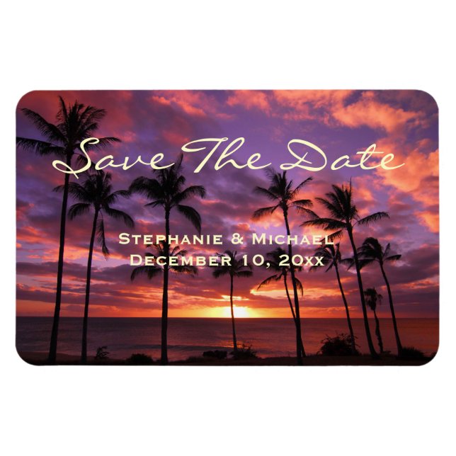 Tropical Colourful Sunset "Save The Date" Magnet (Horizontal)