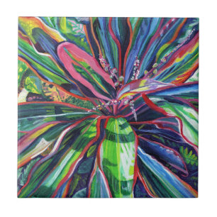 Tropical Colourful Ti Leaves Ceramic Tile