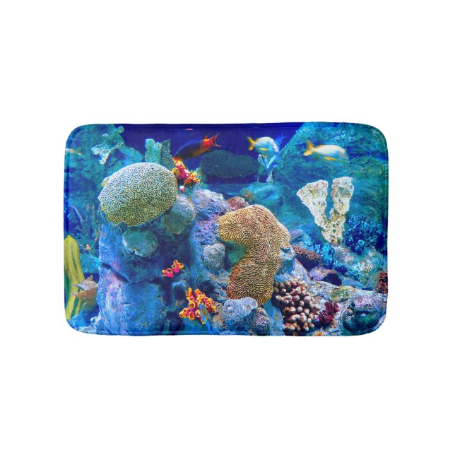 Tropical Colourful Undersea Coral Reef Bath Mat (Front)