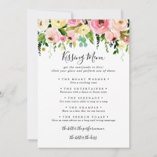 Tropical Colourful Wedding Kissing Menu Game Card