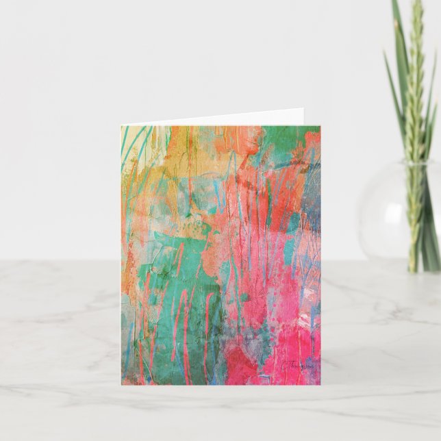 Tropical Colours Abstract All Occasion Folded  Note Card (Front)