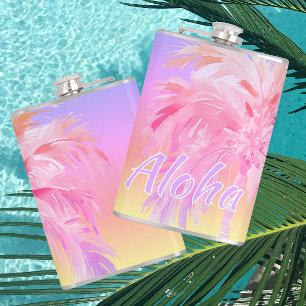 Tropical Colours Aloha Palm Tree Hip Flask