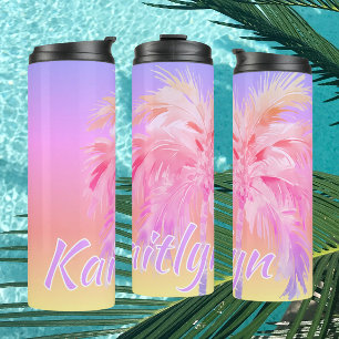 Tropical Colours Aloha Palm Tree Personalised Thermal Tumbler