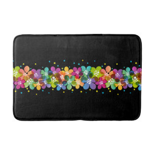 Tropical Colours Floral Graphic  Bath Mat