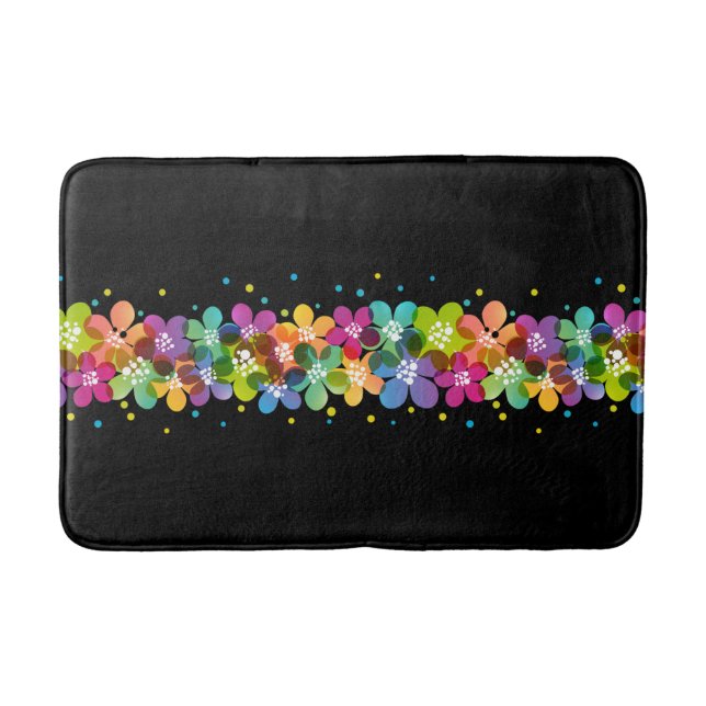Tropical Colours Floral Graphic  Bath Mat (Front)