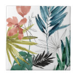 Tropical Composition Tile<br><div class="desc">Tropical Composition I by Jennifer Goldberger. This tropical art design features beautiful leaves with hints of floral. | 163736FN</div>