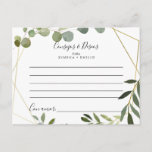 Tropical Consejos y Deseos Wedding Advice Card<br><div class="desc">This tropical consejos y deseos wedding advice card is perfect for a modern Spanish wedding. The design features hand-painted beautiful green leaves, adorning a gold geometric frame. These cards are perfect for a wedding, bridal shower, baby shower, graduation party & more. Personalise the cards with the names of the bride...</div>