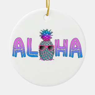 Tropical Cool Aloha Pineapple Ceramic Tree Decoration