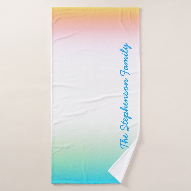 TROPICAL Cool Blue White Gradient with Blue Text Bath Towel Set (Bath Towel)