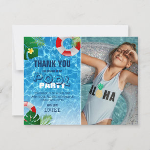 Tropical Cool Pool Party Photo Thank You Card