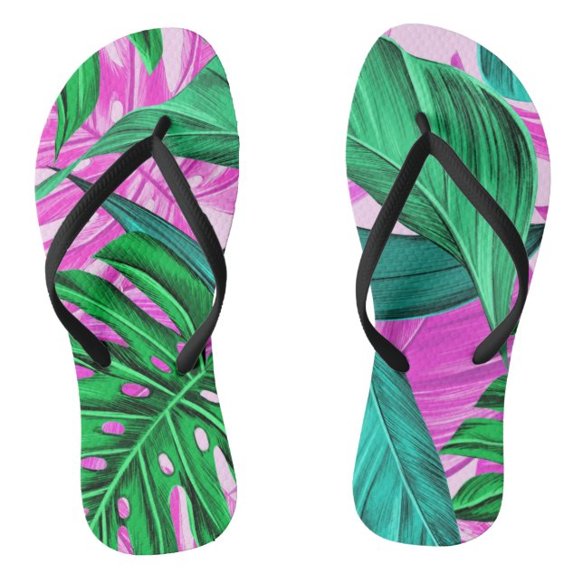 TROPICAL COOL summer Slim Straps Flip Flops (Footbed)