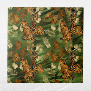 Tropical Copper Green Gold Tiger Lady  Tile