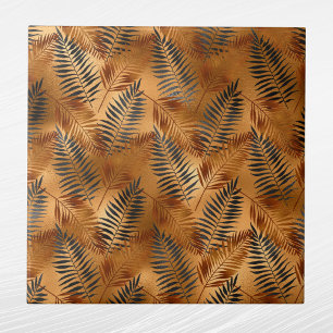 Tropical Copper Grey Palm Leaves Tile