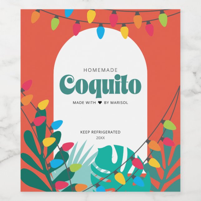 Tropical Coquito Christmas Wine Label (Single Label)