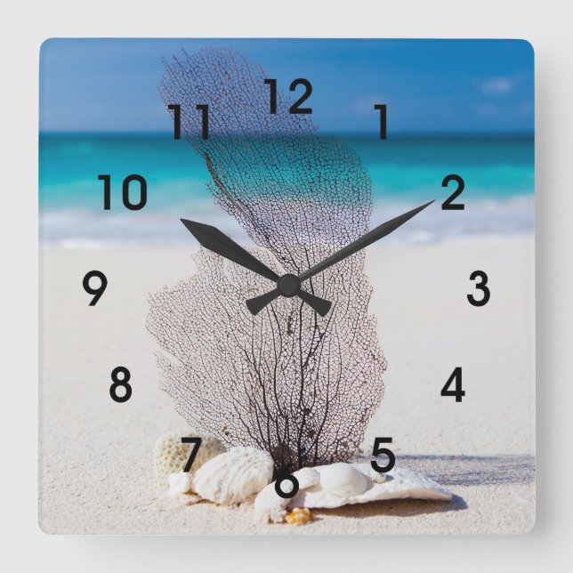 Tropical Coral Beach Wall Clock (Front)