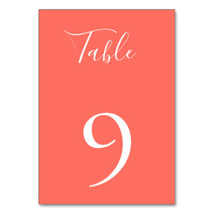 Tropical Coral Colour Table Number Card