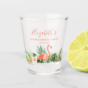 Tropical Coral Floral Bachelorette Party Shot Glass